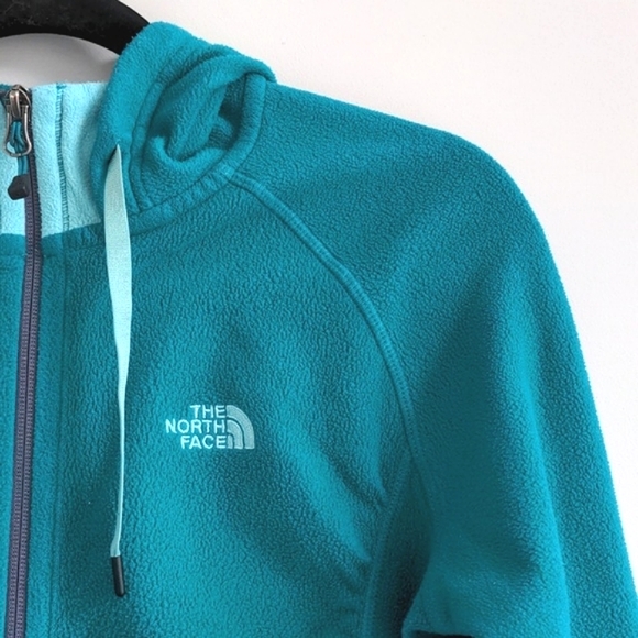 The North Face Fleece Zip Up Hoodie Jacket, Teal, Womens Size Medium - Picture 3 of 11